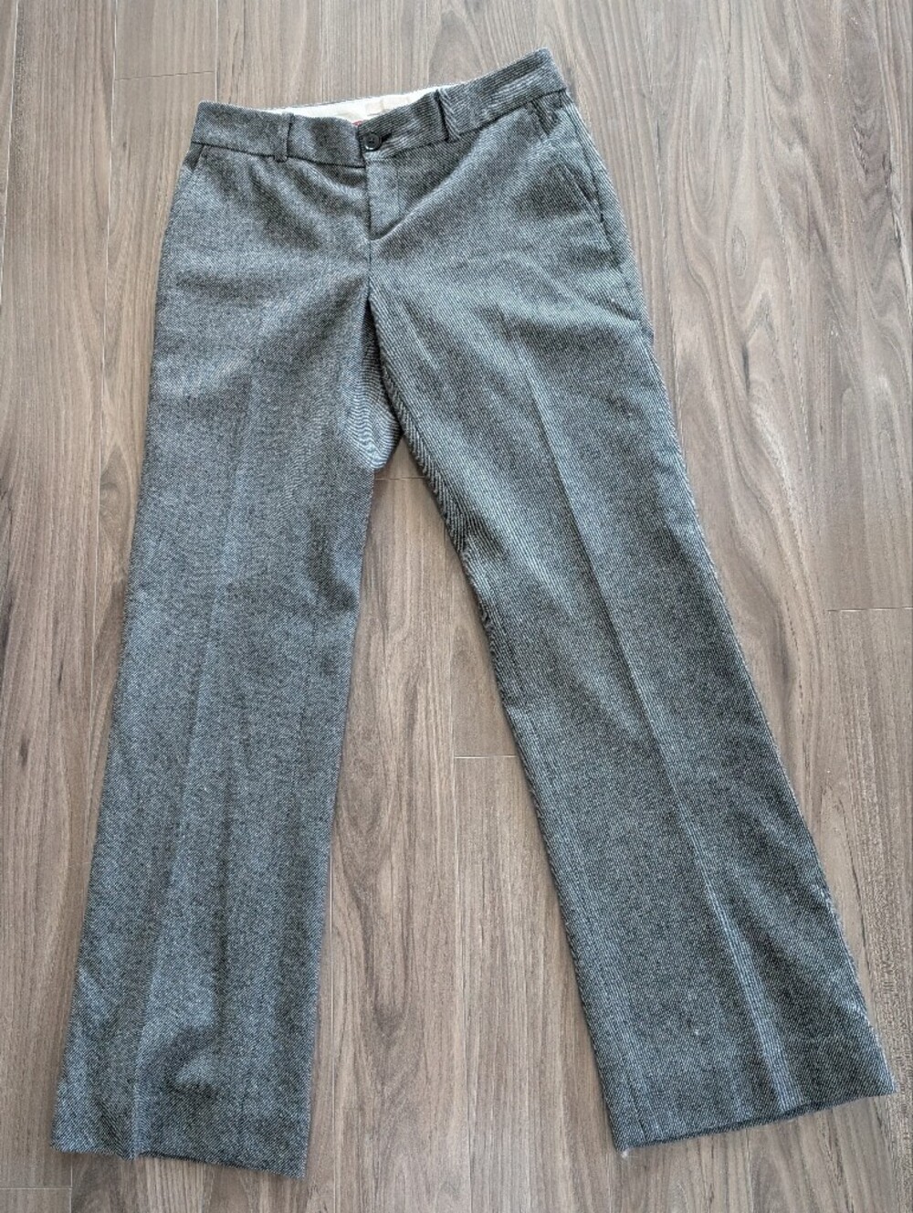 Banana Republic Gray Herringbone Straight-Leg Mid-rise Martin Trousers (Size 4)